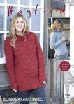 Sirdar 7796 Knitting Pattern Womens Sweater Dress & Sweater in Hayfield Bonus Aran Tweed