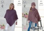 King Cole 4671 Knitting Pattern Womens Girls Ponchos and Hat in King Cole Fashion Aran