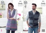King Cole 4635 Knitting Pattern Easy Knit Womens Mens Waistcoats in King Cole Cotswold Chunky