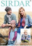 Sirdar 7883 Knitting Patttern Family Hats Scarf and Mittens in Sirdar Aura Chunky