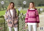 King Cole 4753 Knitting Pattern Womens Raglan Sleeve Jacket and Sweater in King Cole Super Chunky