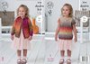 King Cole 4740 Knitting Pattern Girls Easy Knit Cardigan and Top in King Cole Shine DK