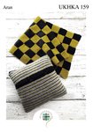 UKHKA 159 Knitting Pattern Striped Cushion and Checked Blanket in Aran