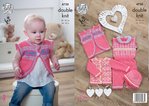 King Cole 4730 Knitting Pattern Baby Set Waistcoat Cardigan Playsuit and Hat in Comfort DK