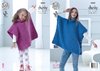 King Cole 4842 Knitting Pattern Childs & Adult Poncho in Big Value Chunky