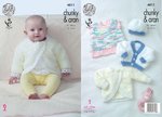 King Cole 4811 Knitting Pattern Baby Cardigans Dress & Hat in Cuddles Chunky & Comfort Aran