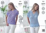 King Cole 4826 Knitting Pattern Womens Round and V Neck Easy KnitTops in King Cole Opium