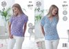 King Cole 4826 Knitting Pattern Womens Round and V Neck Easy KnitTops in King Cole Opium