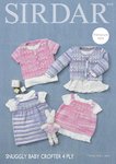 Sirdar 4713 Knitting Pattern Baby Cardigans Top & Dress in Sirdar Snuggly Baby Crofter 4 Ply