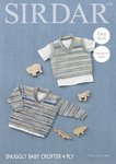 Sirdar 4712 Knitting Pattern Baby V Neck Sweater & Tank Top in Sirdar Snuggly Baby Crofter 4 Ply