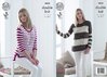 King Cole 4834 Knitting Pattern Womens Striped Sweaters  in King Cole Bamboo Cotton DK