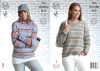 King Cole 4853 Knitting Pattern Womens Sweater and Hoodie in King Cole Drifter DK