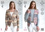 King Cole 4855 Knitting Pattern Womens Easy Knit Cardigan and Waistcoat in King Cole Drifter DK