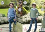 King Cole 4942 Knitting Pattern Childrens Easy Knit Sweater & Tank Top in King Cole Luxury Merino DK