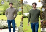 King Cole 4940 Knitting Pattern Mens Raglan Cable Panel Sweaters in King Cole Luxury Merino DK