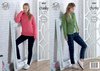 King Cole 4987 Knitting Pattern Womens Raglan Sweater and Cardigan in King Cole Big Value Chunky