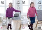 King Cole 4989 Knitting Pattern Childrens Raglan Sweater and Cardigan in King Cole Big Value Chunky