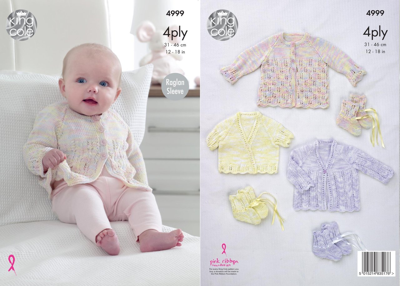 Re Cole 4999 Knitting Pattern Baby Raglan Cardigans
