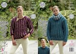King Cole 4875 Knitting Pattern Womens Easy Knit Sweaters and Cowl in Big Value Super Chunky