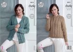 King Cole 5012 Knitting Pattern Womens Cabled Raglan Cardigan and Sweater in King Cole Chunky Tweed