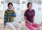 King Cole 5008 Knitting Pattern Womens Raglan Sleeve Sweaters in King Cole Riot Chunky