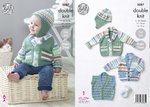 King Cole 5087 Knitting Pattern Baby Jackets Gilet and Hat in King Cole Cherish & Cherished DK