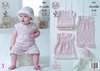 King Cole 4901 Knitting Pattern Baby Set Dress Top Playsuit and Hat in Cherish Dash DK