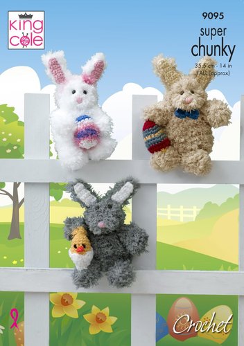 King Cole 9095 Crochet Pattern Easter Bunny Rabbit Toy in King Cole Tufty & Big Value Super Chunky