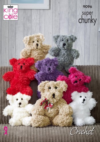 King Cole 9096 Crochet Pattern Teddy Bear Toy in King Cole Tufty & Big Value Super Chunky