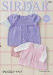 Sirdar 4885 Knitting Pattern Baby Dress and Pinafore in Sirdar Snuggly 4 Ply