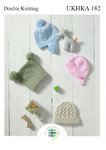 UKHKA 182 Knitting Pattern Baby and Childrens Hats in DK