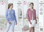 King Cole 5126 Knitting Pattern Womens Raglan Cardigan and Sweater in King Cole Cottonsoft DK