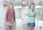 King Cole 5129 Knitting Pattern Girls Long and Short Sleeved Cardigans in King Cole Cottonsoft DK