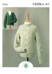 UKHKA 161 Knitting Pattern Childrens V Neck and High Neck Cable Sweaters in Aran