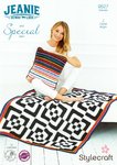 Stylecraft 9527 Crochet Pattern Striped Hypno Cushion & Blanket in Stylecraft Jeanie & Special Aran