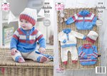 King Cole 5218 Knitting Pattern Baby Raglan Sweaters, Pants and Hat in Cherished DK
