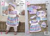 King Cole 5219 Knitting Pattern Baby Cardigan Dress Coat Beret Headband in Cherish DK