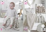 King Cole 5295 Knitting Pattern Baby Easy Knit Cardigans Sweater and Blanket in Big Value Baby 4 Ply