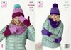 King Cole 5264 Knitting Pattern Womens Snoods Hats and Mitts in King Cole Big Value DK