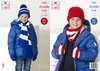King Cole 5266 Knitting Pattern Childrens Football Scarf Snood Hats Mitts in King Cole Big Value DK