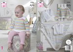 King Cole 5296 Knitting Pattern Baby Easy Knit Cardigans Sweater and Shawl in Big Value Baby 4 Ply