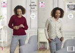 King Cole 5225 Knitting Pattern Womens Sweater and Cardigan in King Cole Majestic DK