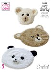 King Cole 9099 Crochet Pattern Teddy and Panda Rugs and Cushion in King Cole Tufty Super Chunky