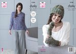 King Cole 5186 Knitting Pattern Womens Sweater Hat and Fingerless Mitts in King Cole Shadow Chunky