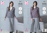 King Cole 5187 Knitting Pattern Womens Easy Knit Cardigan and Sweater in King Cole Shadow Chunky