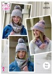 King Cole 5270 Knitting Pattern Womens Snoods and Hats in King Cole Drifter Aran