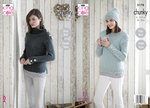 King Cole 5178 Knitting Pattern Womens Easy Knit Sweaters and Hat in King Cole Timeless Chunky