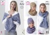 King Cole 5276 Knitting Pattern Womens Scarf Wrap Hats and Cowl in King Cole Big Value Tonal Chunky