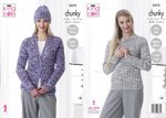 King Cole 5275 Knitting Pattern Womens Sweater Cardigan and Hat in King Cole Big Value Tonal Chunky