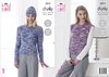 King Cole 5274 Knitting Pattern Womens Sweater Slipover and Hat in King Cole Big Value Tonal Chunky